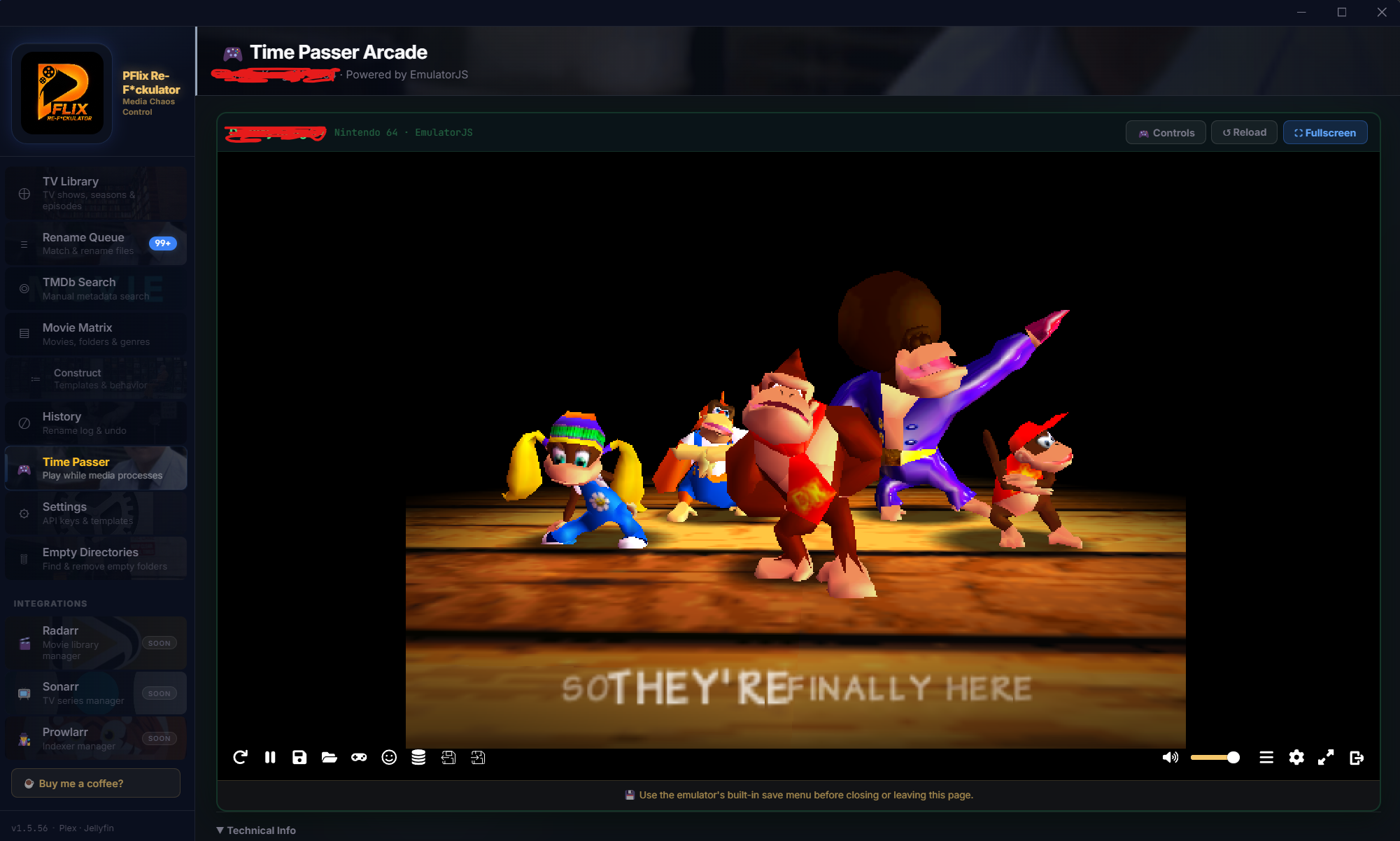 Time Passer Arcade — built-in retro game emulator